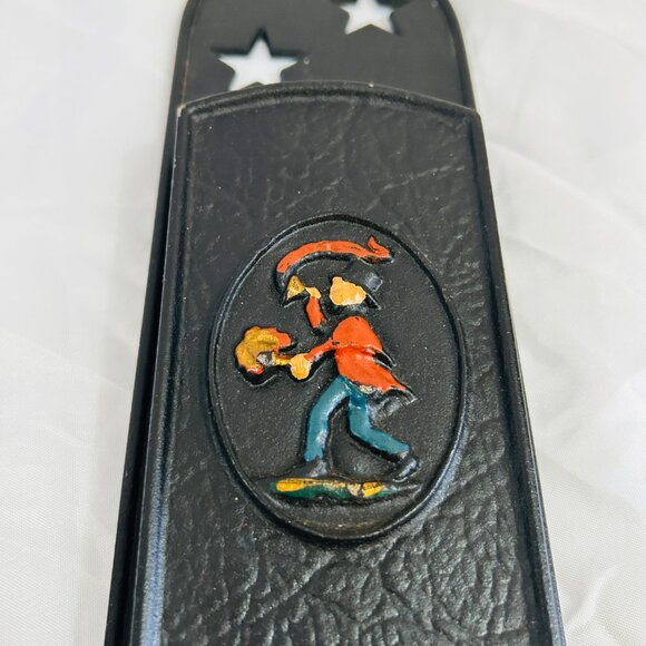 Vintage Black Cast Iron Fireplace Hearth Match Holder Cut Out Stars wall mount - Picture 15 of 16